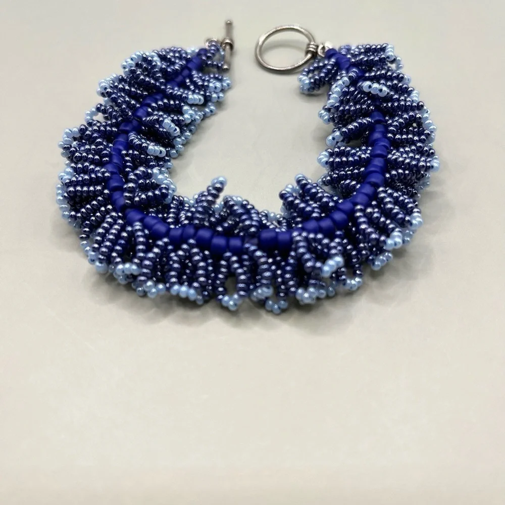Blue Seed Bead Bracelet Multi Layered Seed Beads Assorted Blue Seed Beads